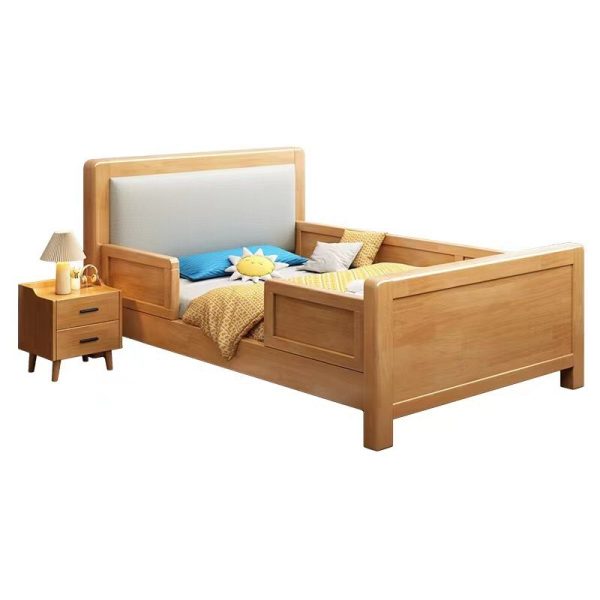 Scandinavian Style Solid Wood Bed with Safety Rail for Kids-HB-2110