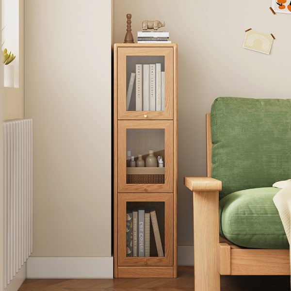 Modern Multi-Functional Red Oak Storage Cabinet