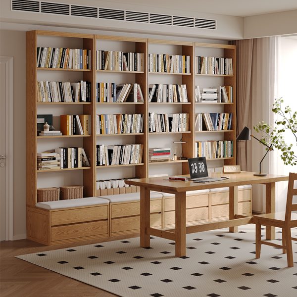 Modern Minimalist Nordic Style Solid Wood Bookshelf