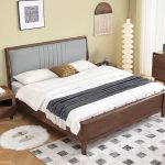 Light luxury simple solid wood bed