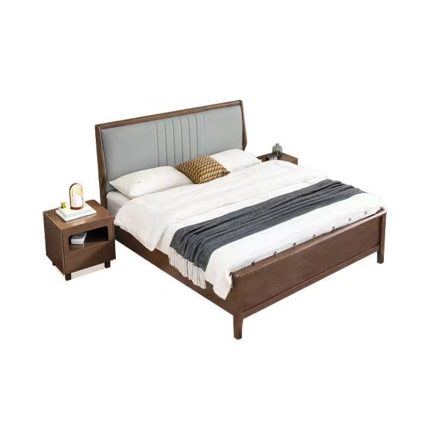 Light luxury simple solid wood bed