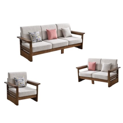 "A solid wood frame sofa combining durability with modern elegance."