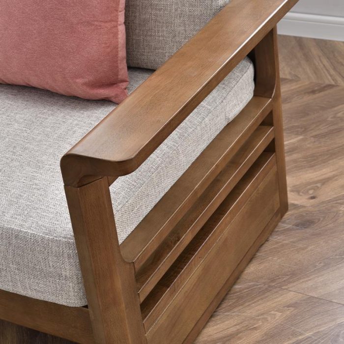 "A solid wood frame sofa combining durability with modern elegance."