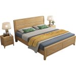 Sleek modern lines define the minimalist style of this rubberwood bed.