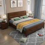 Sleek modern lines define the minimalist style of this rubberwood bed.