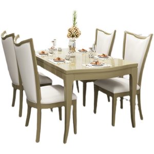 American Light Luxury Solid Wood Dining Table - Minimalist Modern Design with Stone Tabletop