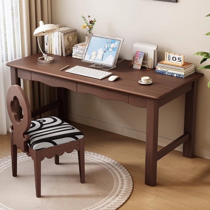 Retro Minimalist Writing Desk in White Ash Wood