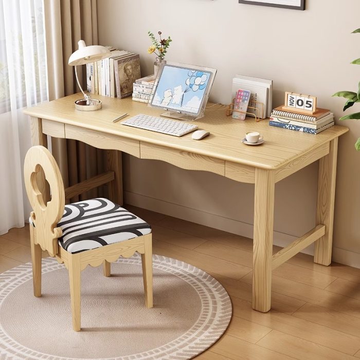 Retro Minimalist Writing Desk in White Ash Wood