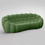 A playful bubble football-inspired cream sofa combining inflatable aesthetics with modular lounge functionality, crafted from tear-resistant TPU and eco-friendly memory foam for dynamic living spaces.