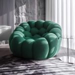 A playful bubble football-inspired cream sofa combining inflatable aesthetics with modular lounge functionality, crafted from tear-resistant TPU and eco-friendly memory foam for dynamic living spaces.