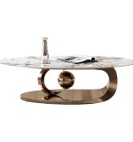 Modern Nordic Coffee Table with Stone Top and Metal Legs for Wholesale