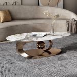 Modern Nordic Coffee Table with Stone Top and Metal Legs for Wholesale