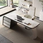 Contemporary Light Luxury Desk with Built-in Storage and Cable Management