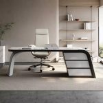 Contemporary Light Luxury Desk with Built-in Storage and Cable Management