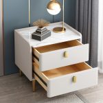 Contemporary Stone Veneer Nightstand for High-End Bedrooms