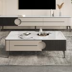 Contemporary TV Cabinet and Coffee Table with Stone Top