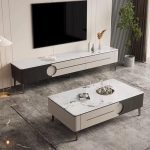 Contemporary TV Cabinet and Coffee Table with Stone Top