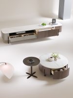 Crafted Glass Coffee Table and TV Cabinet in Nordic Design