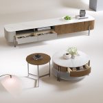 Crafted Glass Top Coffee Table and TV Cabinet in Nordic Design