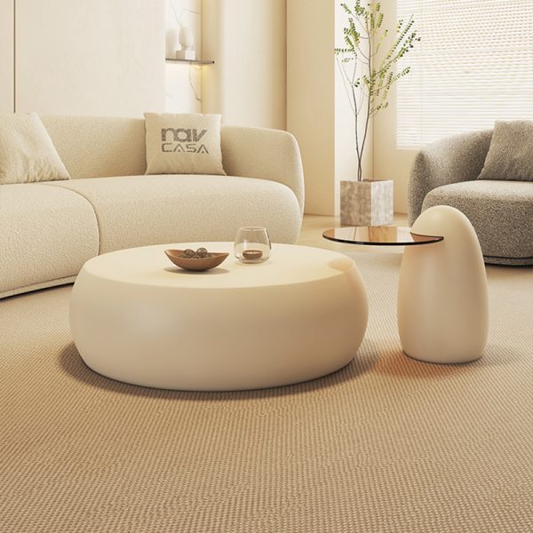 Cream Style Round Chess Coffee Table with Matte Finish