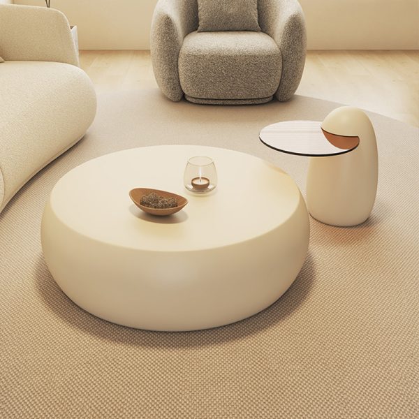 Cream Style Round Chess Coffee Table with Matte Finish