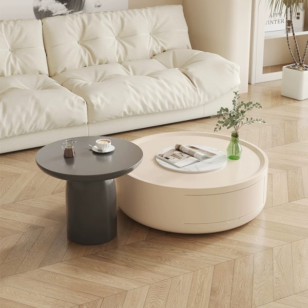 Cream Style Size Round Coffee Table Small Living Room