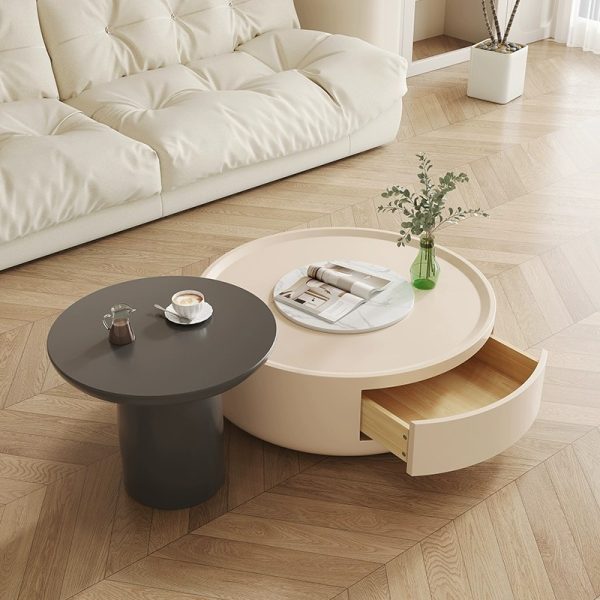 Cream Style Size Round Coffee Table Small Living Room