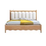 The rubberwood solid bed embodies a sleek modern design with a minimalist vibe.