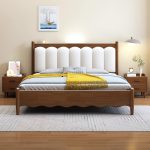 The rubberwood solid bed embodies a sleek modern design with a minimalist vibe.