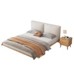 solid wood floating bed