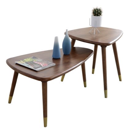 Marble and oak Scandinavian luxury coffee table with metallic accents for chic elegance.