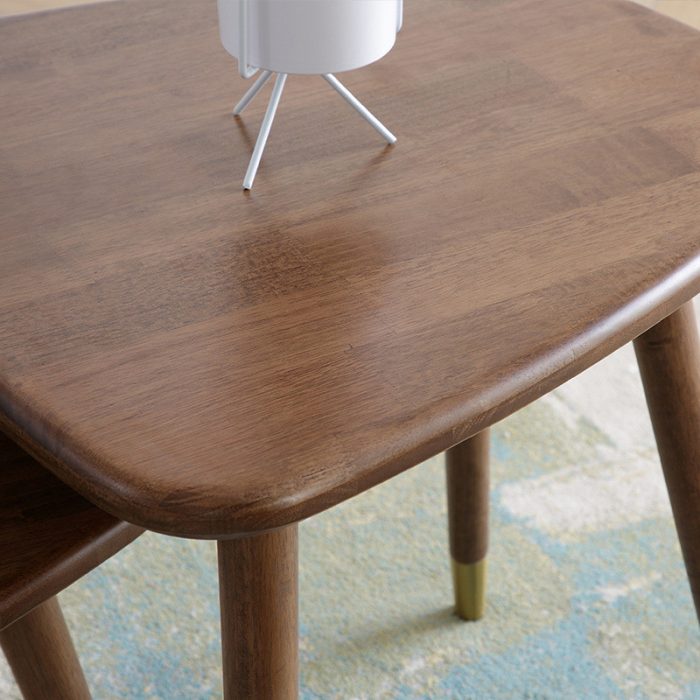 Marble and oak Scandinavian luxury coffee table with metallic accents for chic elegance.