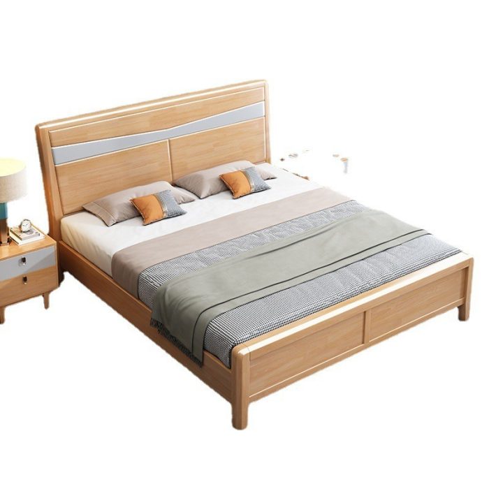 The rubberwood solid bed is a fusion of durability and modern style.