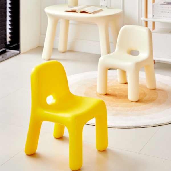 Low-profile PE toddler chair with seamless injection molding and UV protection, eco-friendly and recyclable.