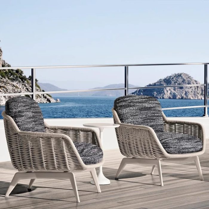 Relax outdoors with a cozy and chic sofa.