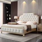 Solid Wood Light Luxury Double Beds – Elegant Bedroom Furniture for Wholesale