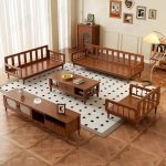 French retro solid wood sofa