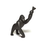 A sculptural gorilla-shaped floor lamp merging artistic expression with functional lighting, crafted from industrial-grade metal and adjustable LED panels for modern interiors.