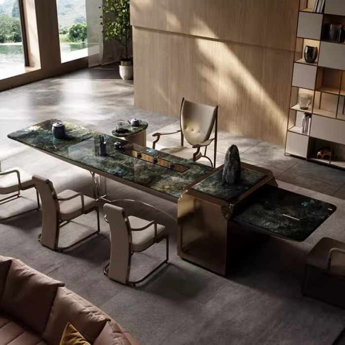 Experience refined luxury with stone coffee tables.
