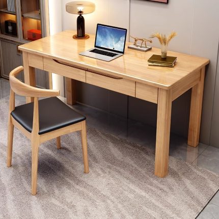 Integrated Scandinavian Solid Wood Office Desk
