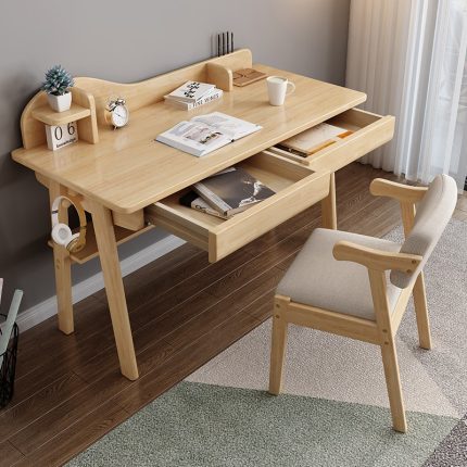 Integrated Scandinavian Solid Wood Office Desk