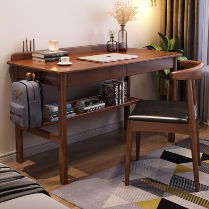 Integrated Scandinavian Solid Wood Office Desk