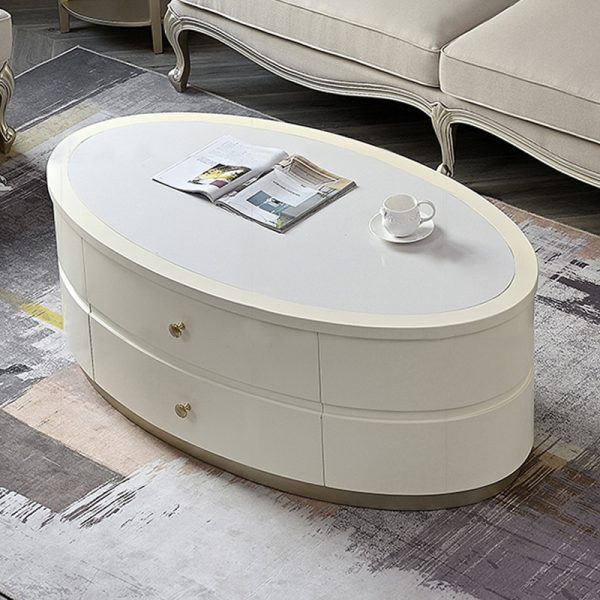 ​American Light Luxury Oval Coffee Table - High-End Design for Modern Living Spaces