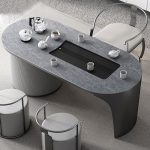 Sturdy stainless steel tea table base, supports heavy tea table tops