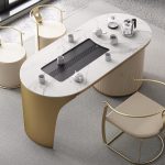 Sturdy stainless steel tea table base, supports heavy tea table tops