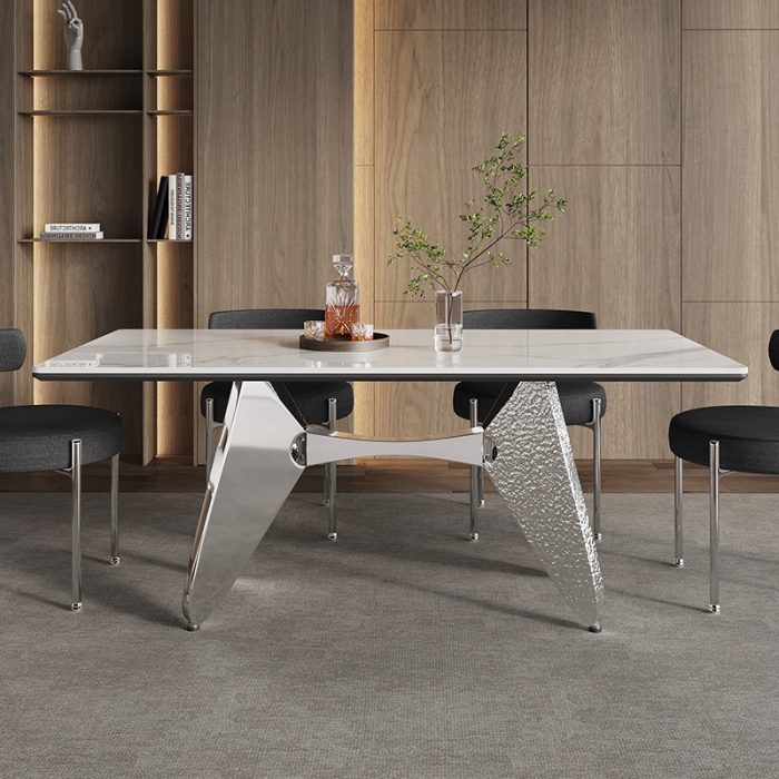 Modern Minimalist Stainless Steel Table Base with a Luxurious Edge