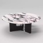 Modern stainless steel tea table base with a brushed finish