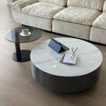 Compact stainless steel side table base for small spaces