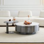 Compact stainless steel side table base for small spaces