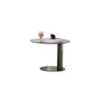 Compact stainless steel side table base for small spaces